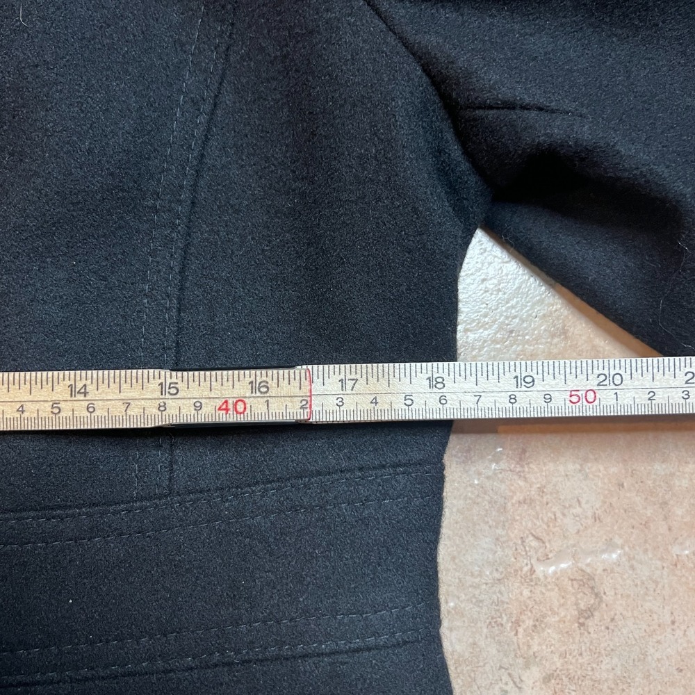 Michael Kors Black Double Breasted Wool Blend Pea Coat Gold Buttons Sz Medium - Picture 11 of 12